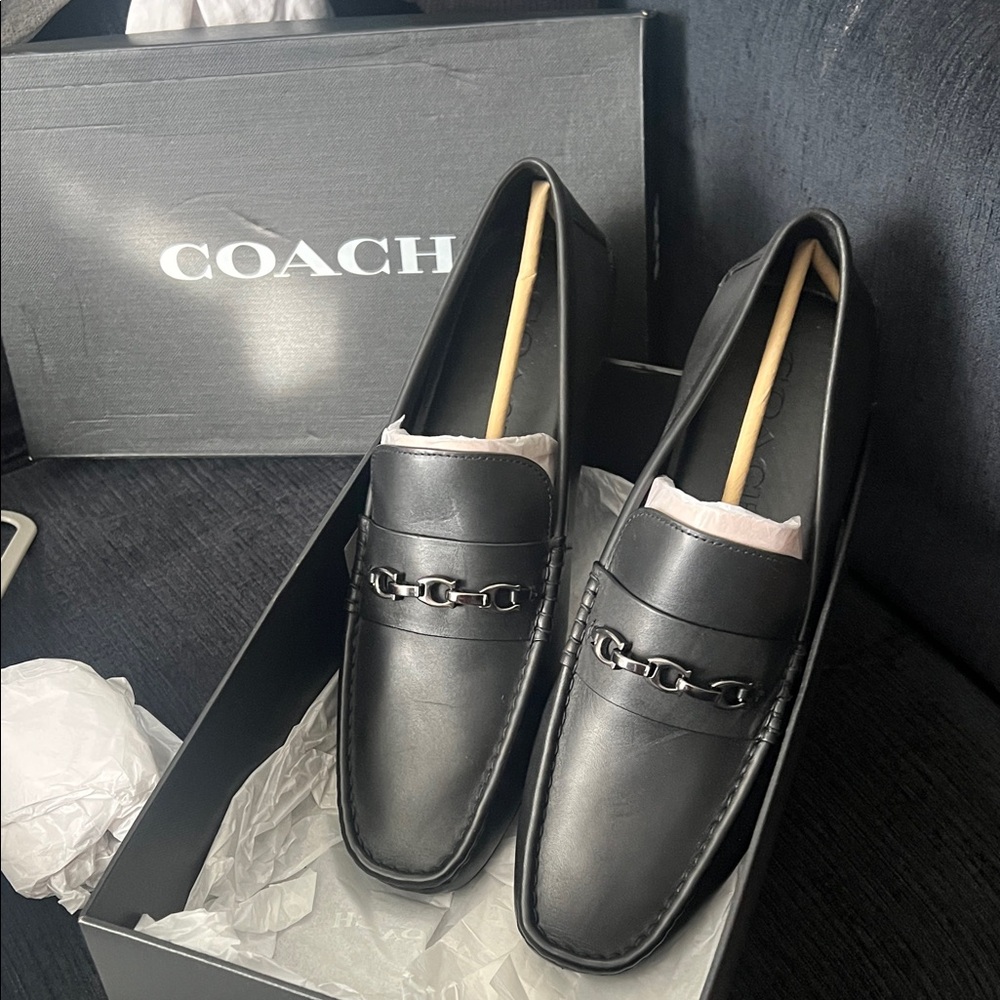 Coach Men's Elegant Black Slip-On Loafers